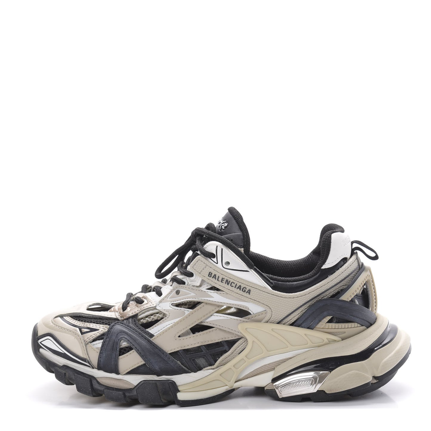 Rubber Mesh Bi-Color Womens Track.2 Open Sneakers 39 Beige Black