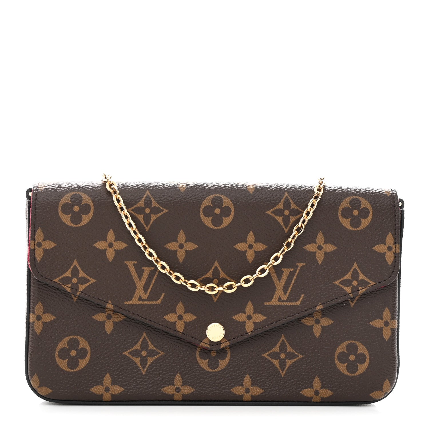 Louis Vuitton Monogram Pochette Felicie Chain Wallet Fuchsia 1 of 13