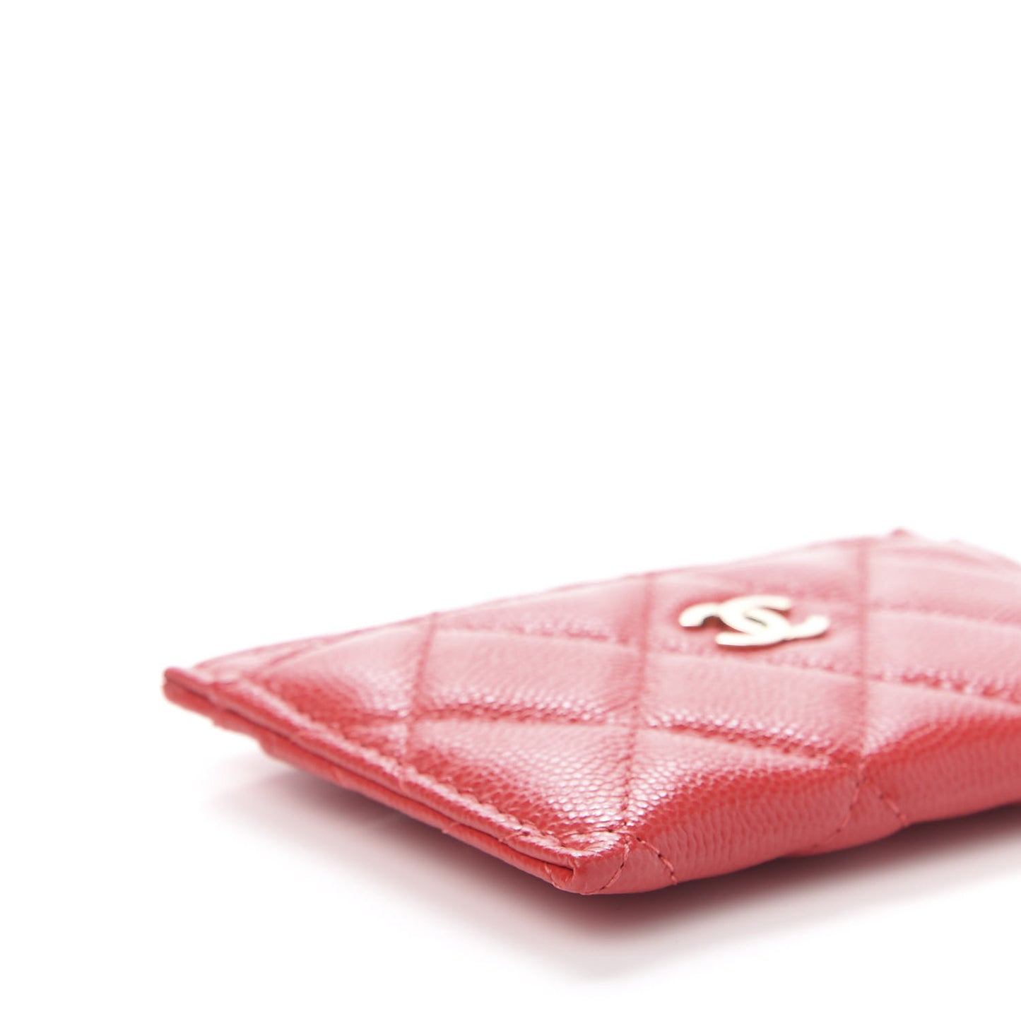 Caviar Quilted Card Holder Red