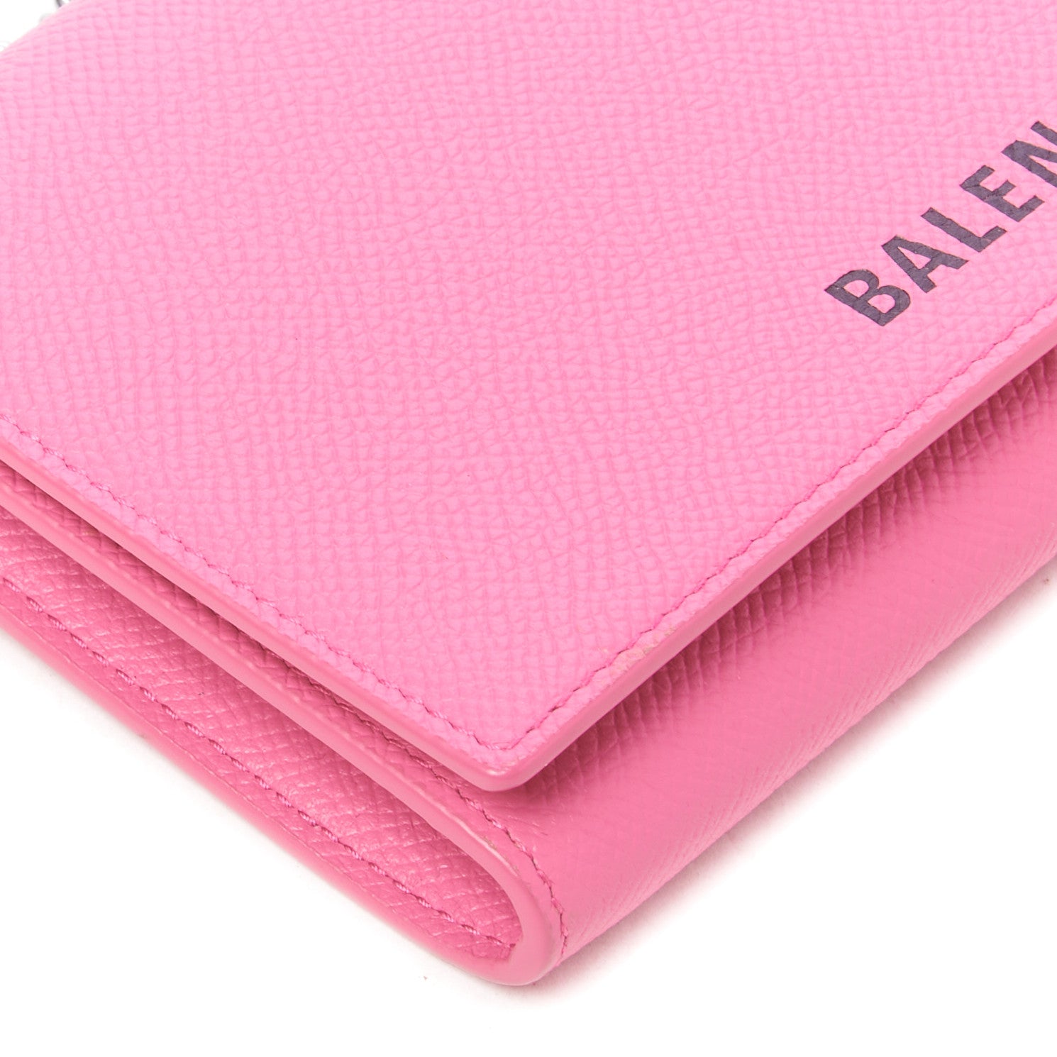 Balenciaga Signature Grained Calfskin Logo Ville Wallet on Chain Bubble Gum Black 6 of 9
