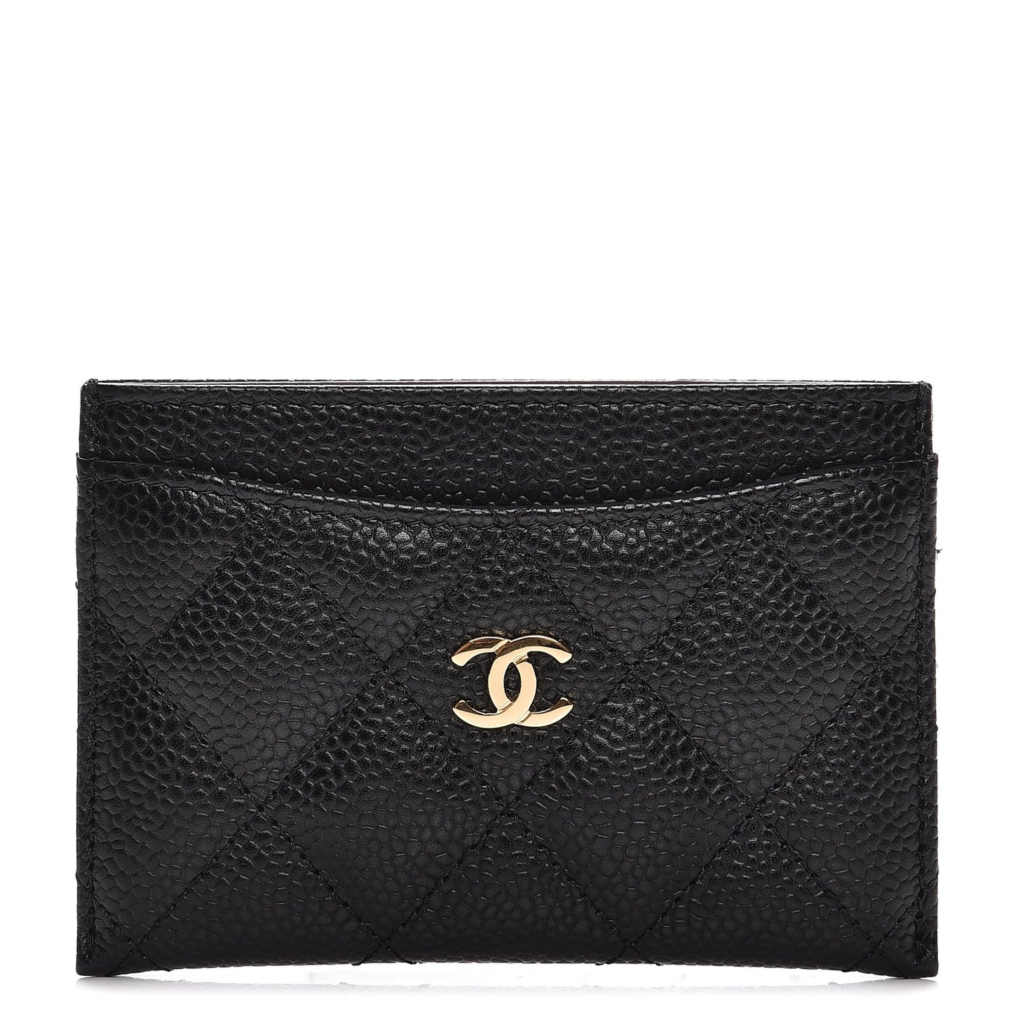 Caviar Quilted Card Holder Black