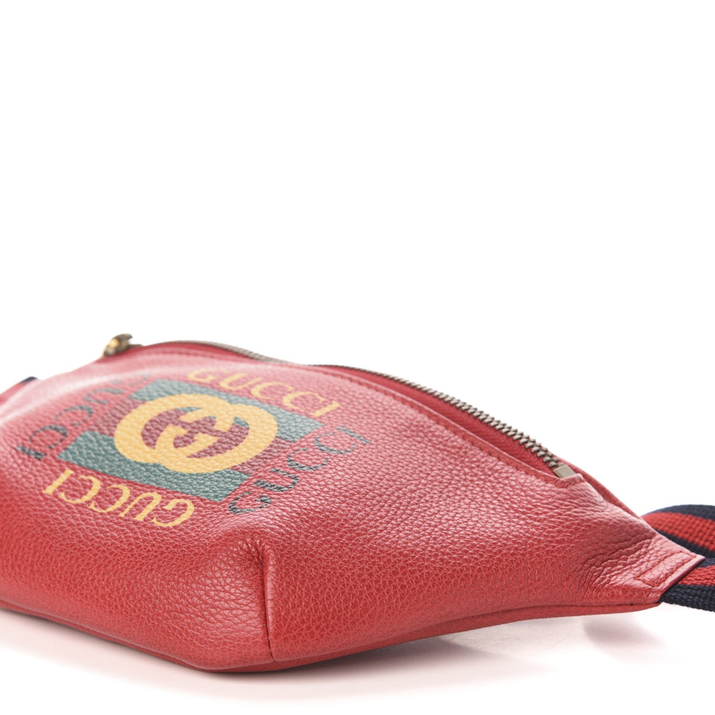Grained Calfskin Small Logo Belt Bag Hibiscus Red
