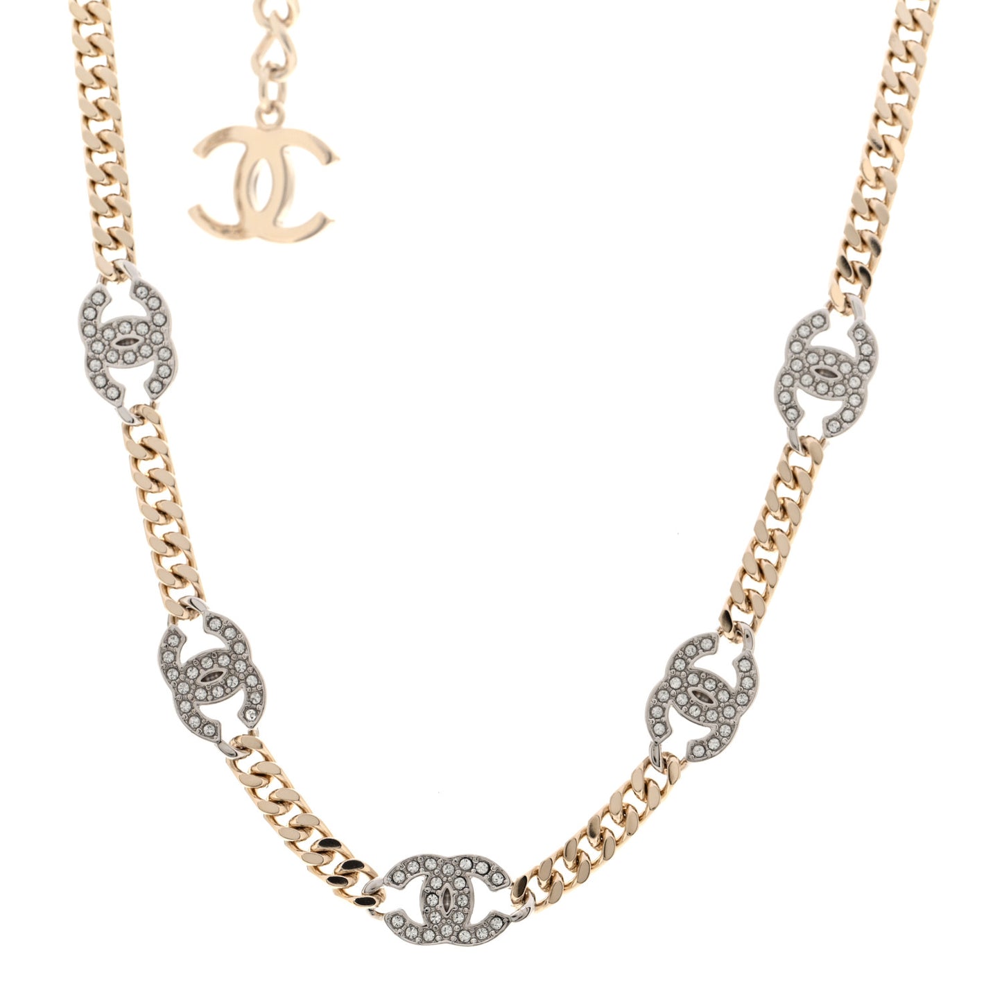 Crystal Chain Link CC Choker Gold Silver