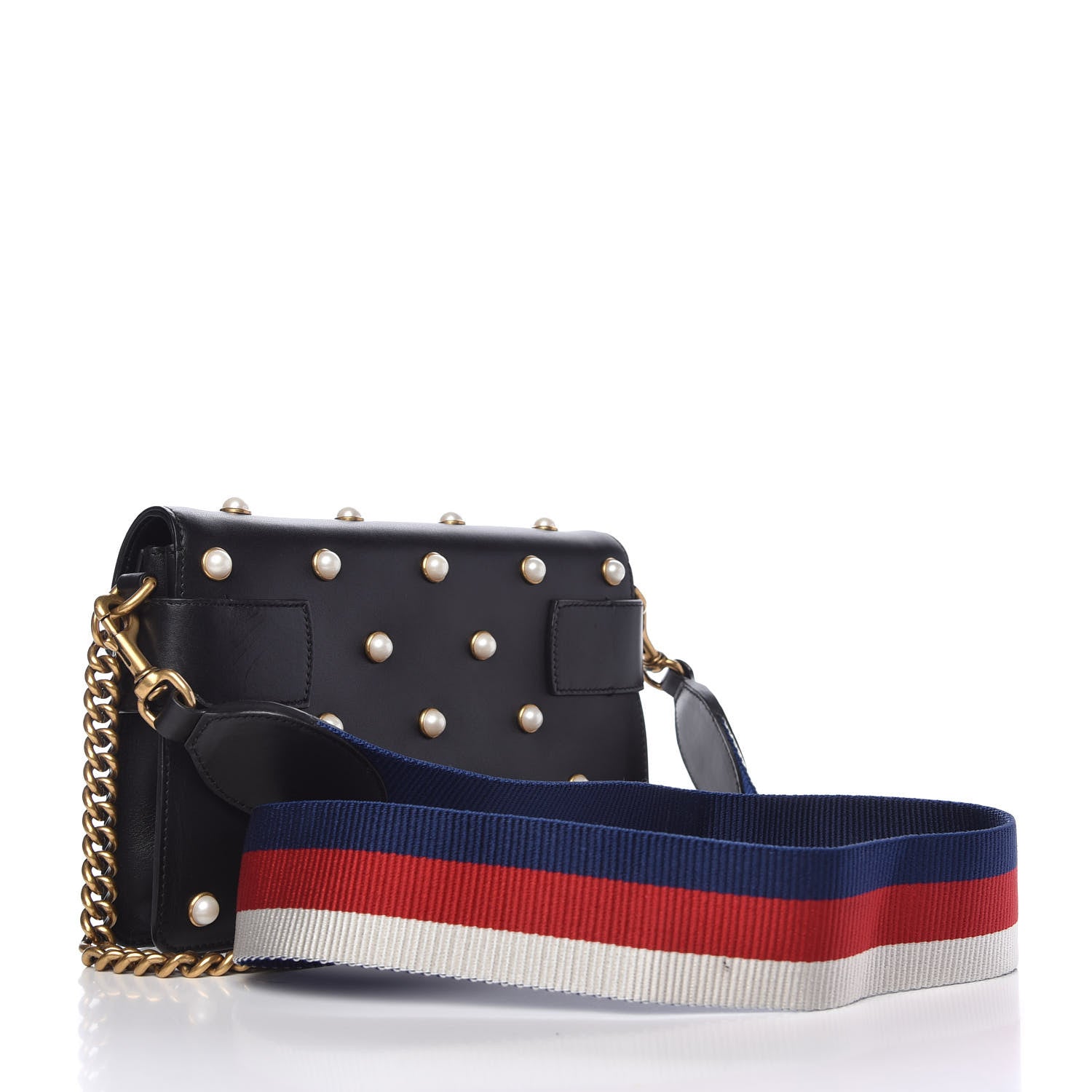 Gucci Nappa Pearl Studded Mini Queen Margaret Broadway Shoulder Bag Black 3 of 10