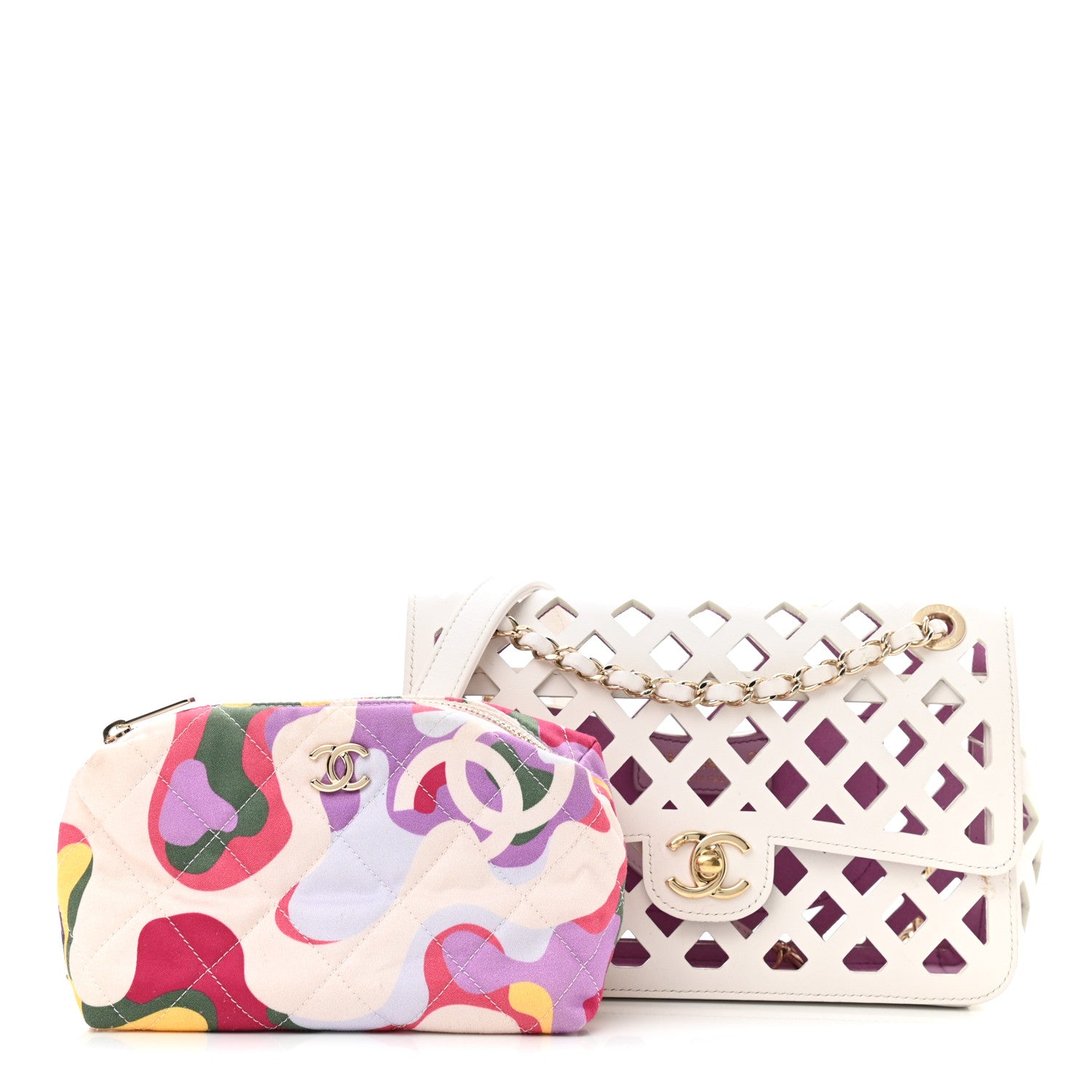 Chanel Lambskin Small Sea Through Flap White Multicolor 1 of 14