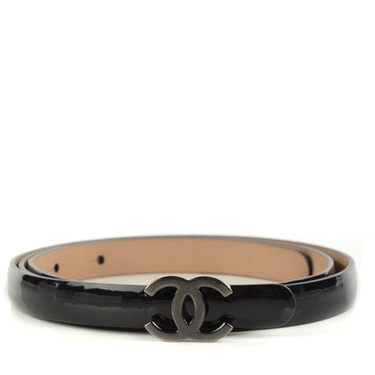 Chanel Patent Leather CC Logo Skinny Belt 90 36 Black 1 of 12