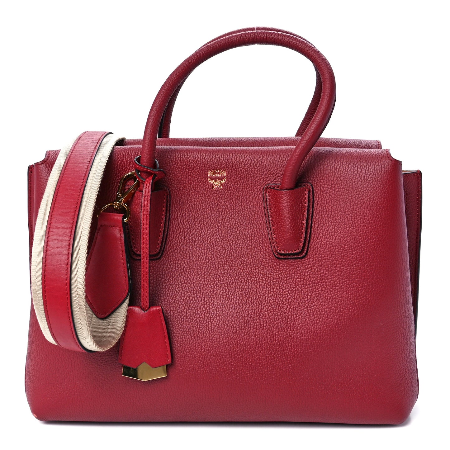 Grained Calfskin Medium Milla Tote Ruby Red
