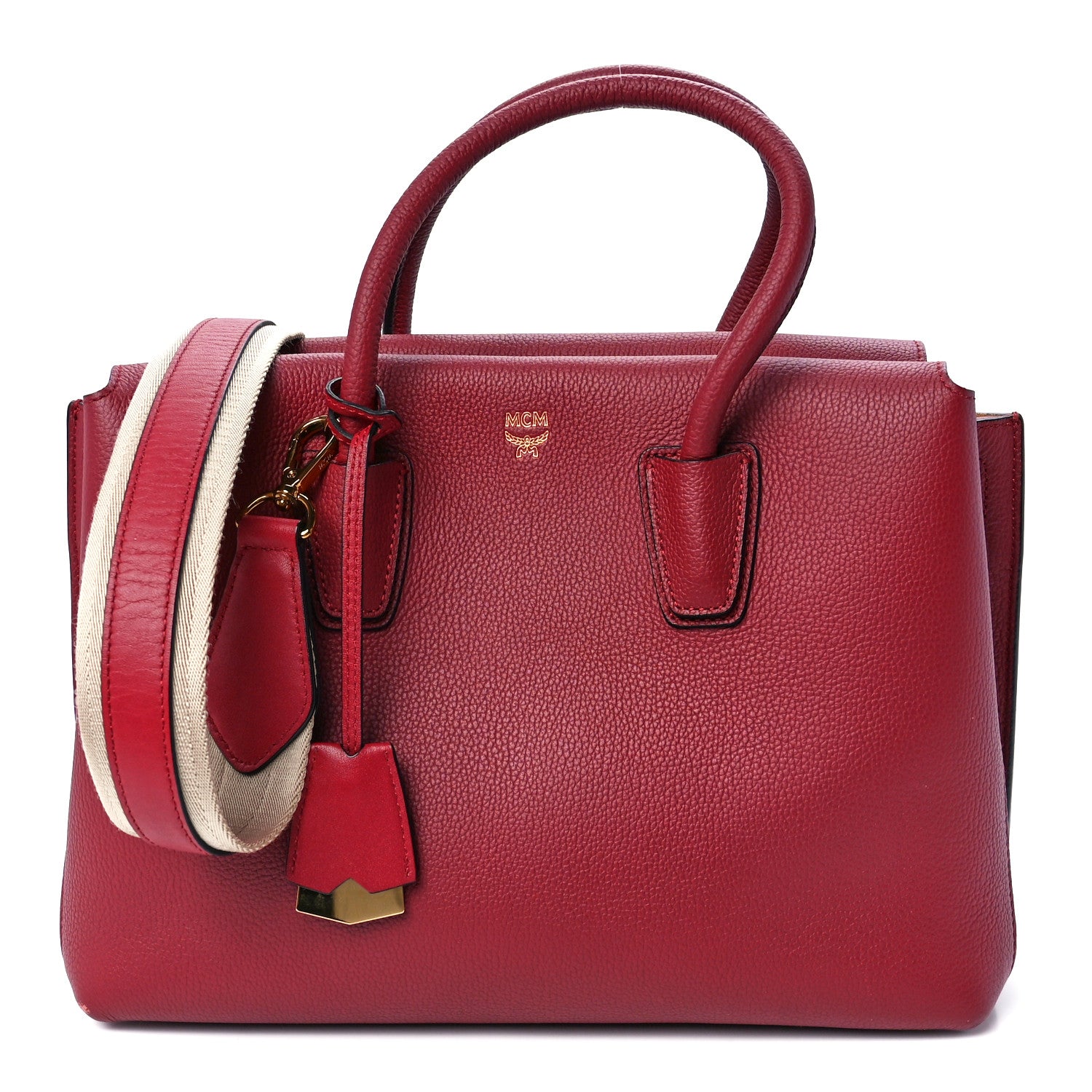 MCM Grained Calfskin Medium Milla Tote Ruby Red 1 of 13