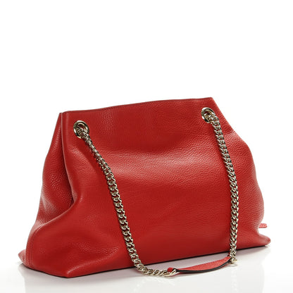 Gucci Pebbled Calfskin Medium Soho Chain Shoulder Bag Tabasco Red 3 of 6