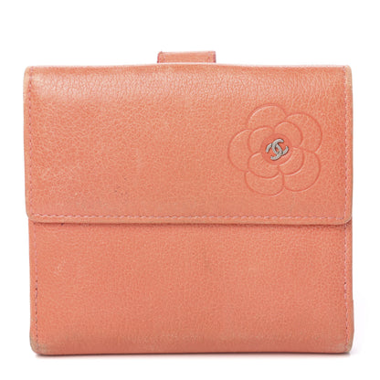 Chanel Goatskin Camellia Embossed Card Holder Orange 1 of 16