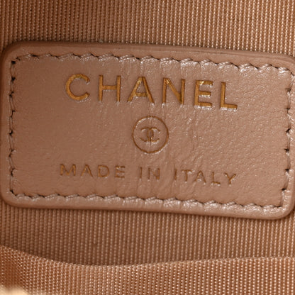 Chanel Iridescent Lambskin Quilted Pearl Round Clutch With Chain Light Beige 6 of 13