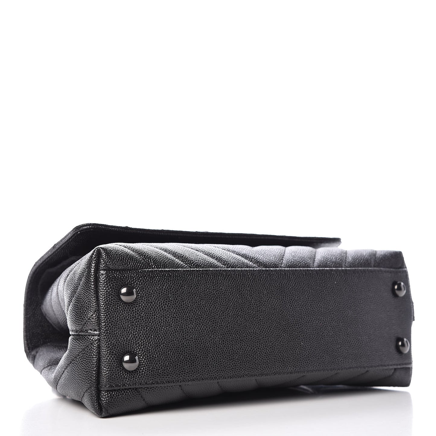 Caviar Chevron Quilted Mini Coco Handle Flap So Black