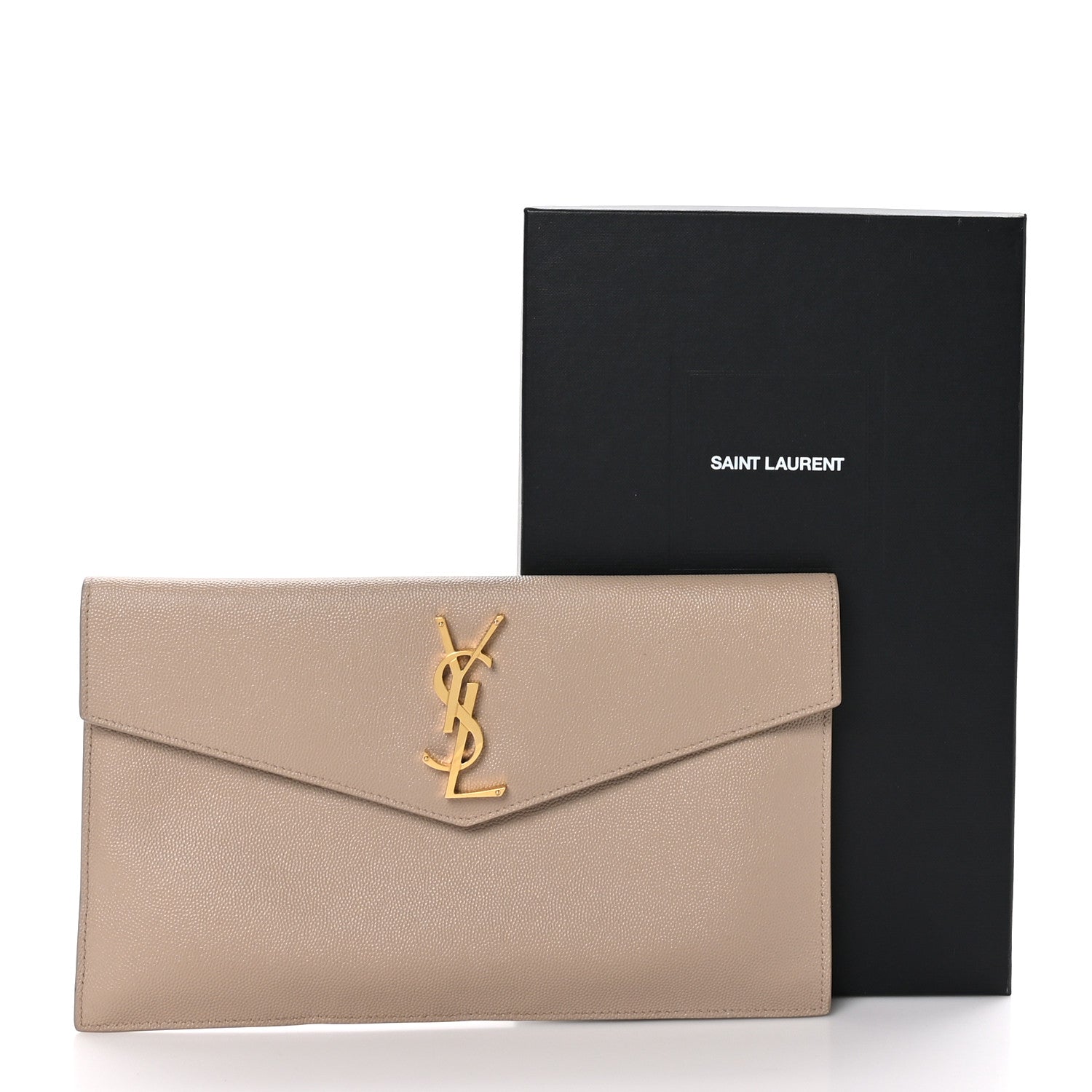 Saint Laurent Grain De Poudre Uptown Pouch Dark Beige 9 of 9