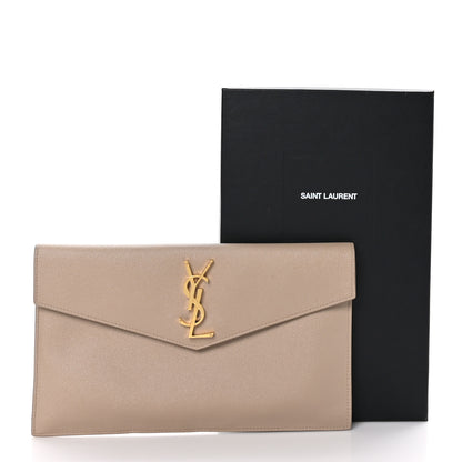 Saint Laurent Grain De Poudre Uptown Pouch Dark Beige 9 of 9