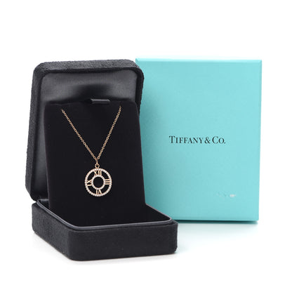 Tiffany 18K Rose Gold Diamond Small Atlas Open Pave Pendant Necklace 6 of 6