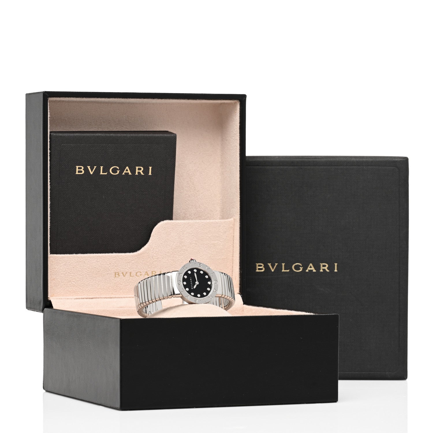 Bulgari Stainless Steel Diamond 26mm Tubogas Quartz Watch Black 5 of 5