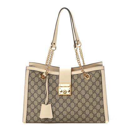 Gucci GG Supreme Monogram Medium Padlock Tote White 1 of 10