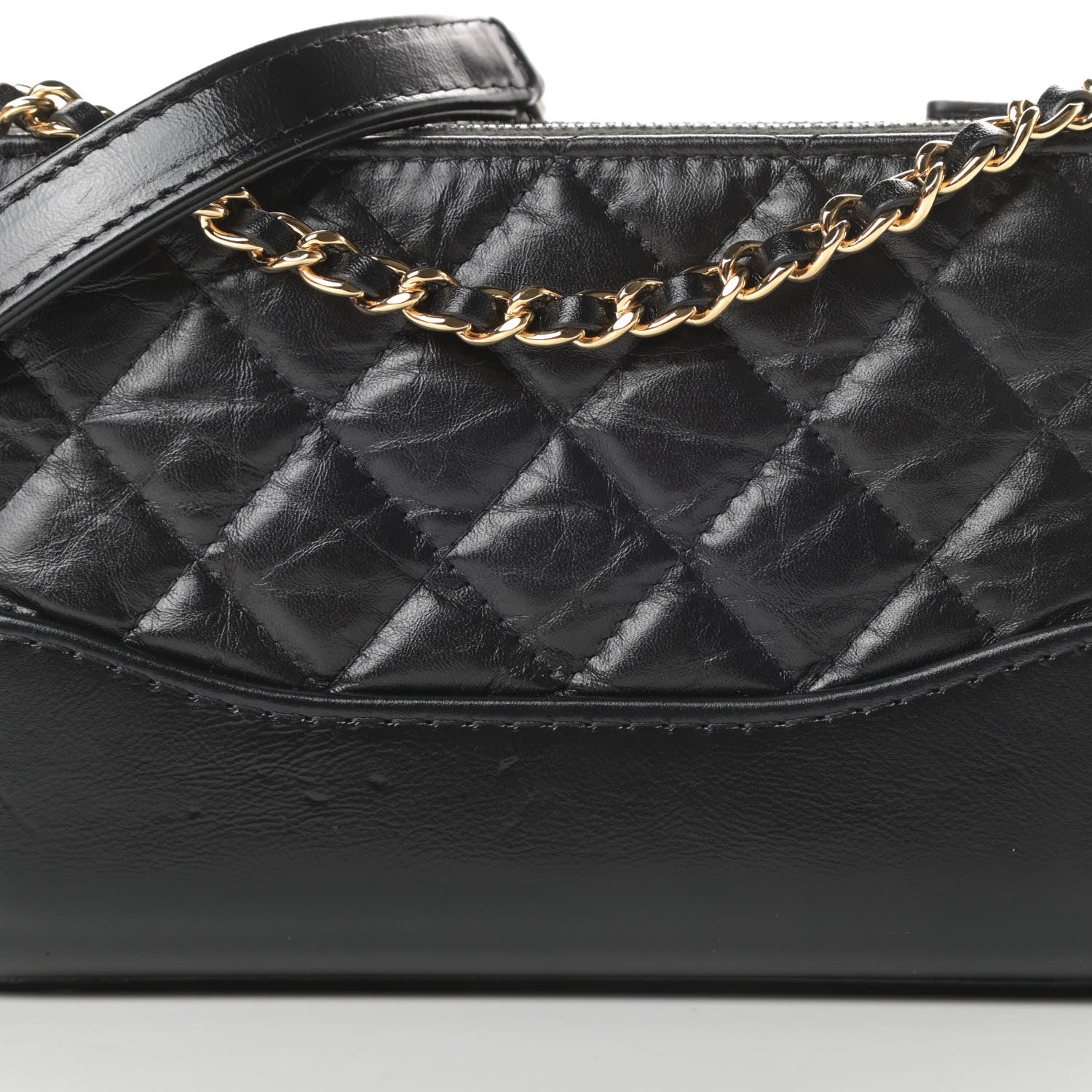 Chanel Aged Calfskin Quilted Small Gabrielle Clutch With Chain Black 11 of 17