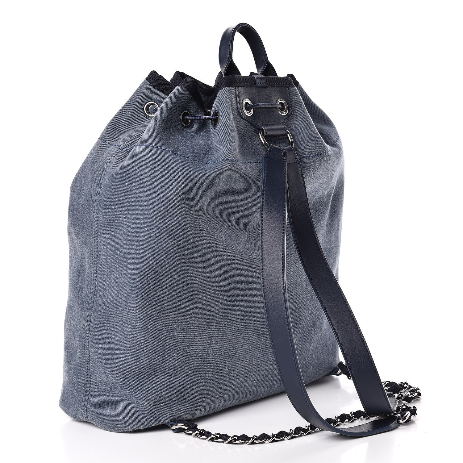 Chanel Canvas Sequin Large Deauville Backpack Navy 3 of 10