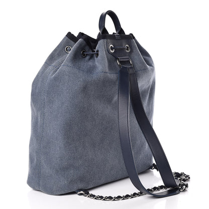 Chanel Canvas Sequin Large Deauville Backpack Navy 3 of 10