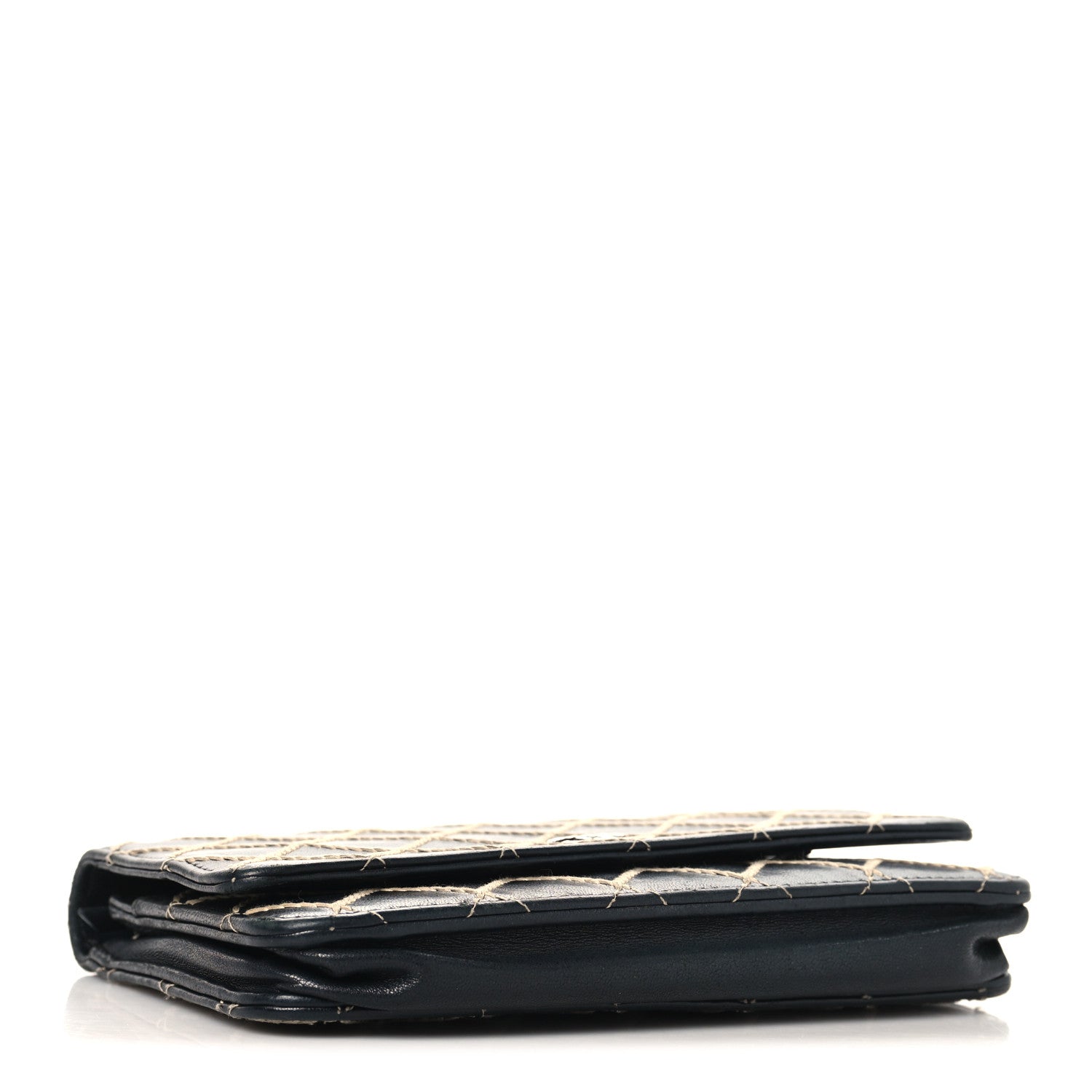 Chanel Calfskin Diamond Stitch Wallet On Chain WOC Black 4 of 11