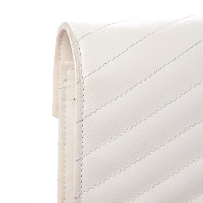 Saint Laurent Grain De Poudre Matelasse Chevron Monogram Chain Wallet Porcellana 12 of 13