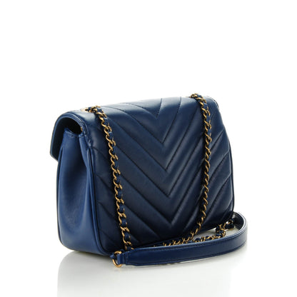 Chanel Lambskin Chevron Quilted Mini Pyramid CC Flap Navy Blue 3 of 7
