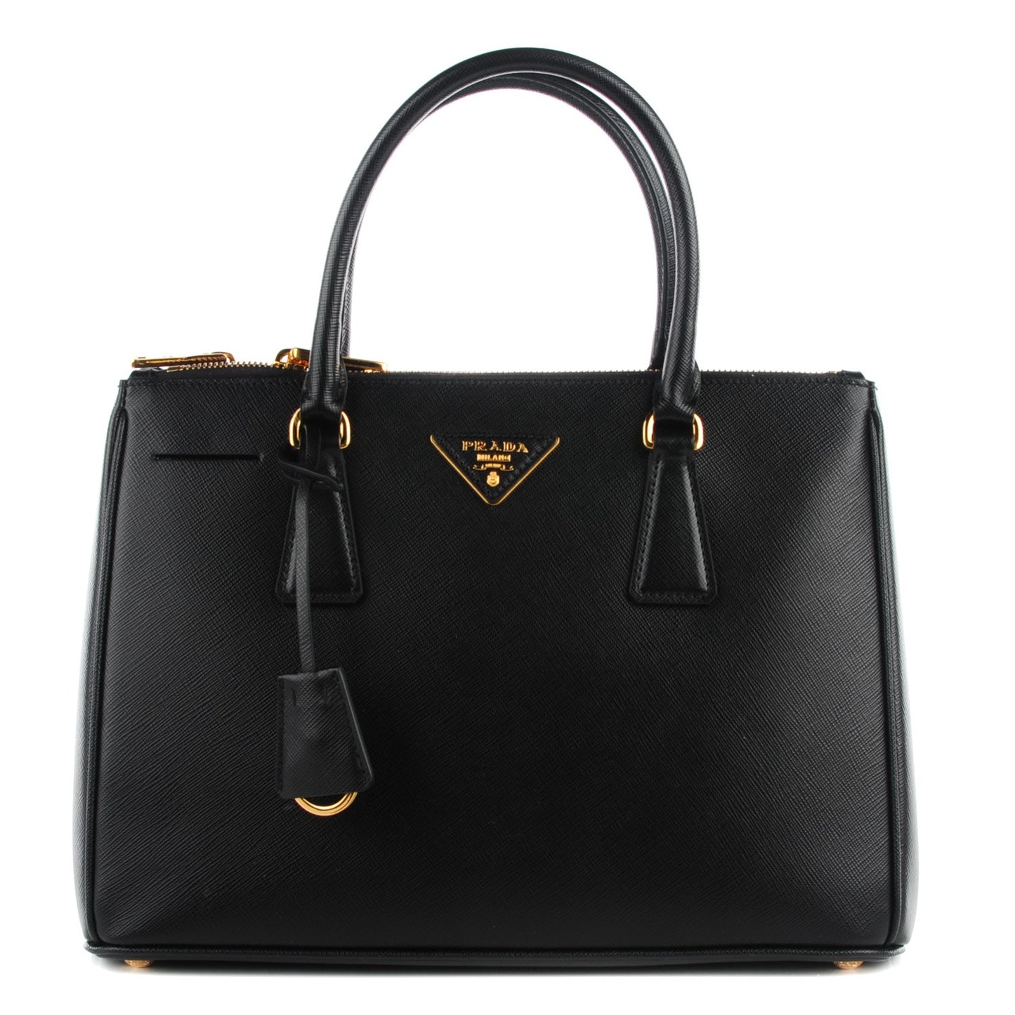 Saffiano Small Galleria Double Zip Tote Black