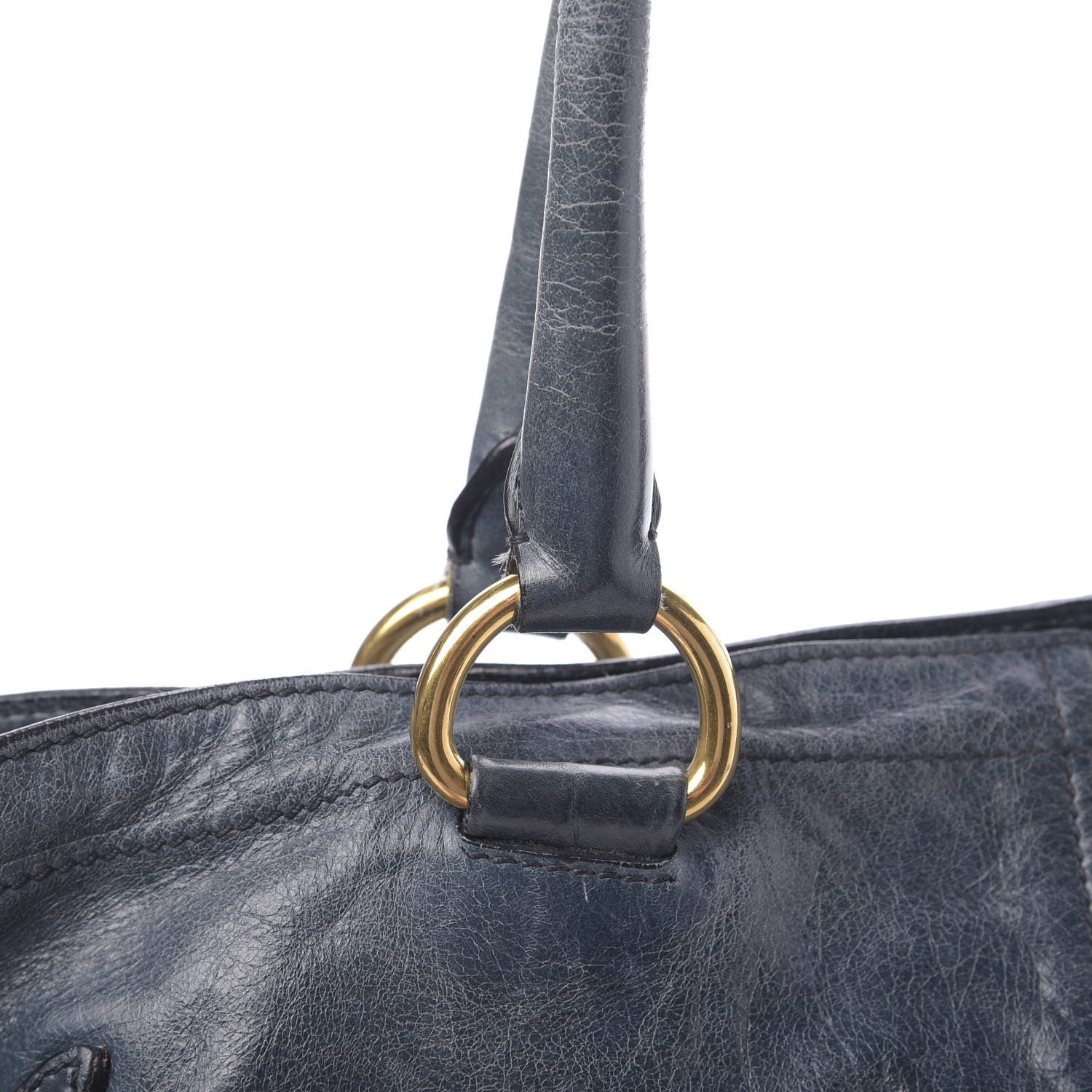 Prada Vitello Shine Tote Denim 15 of 21