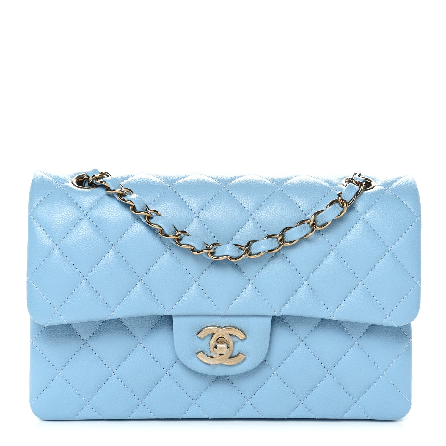 Chanel Caviar Quilted Small Double Flap Light Blue 1 of 11