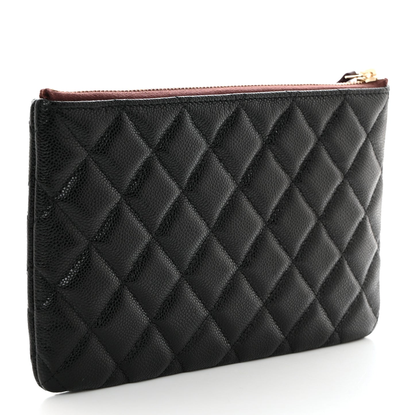 Caviar Quilted Small Zipped Pouch Black