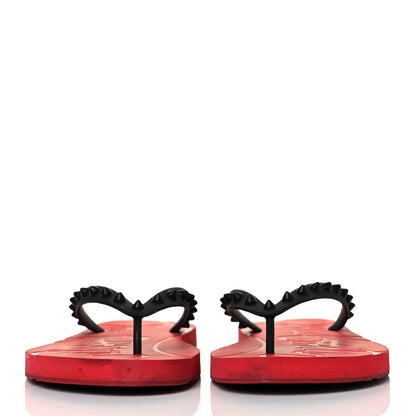 Christian Louboutin Rubber Spike Loubi Donna Flip Flop 41 Black Red 2 of 7