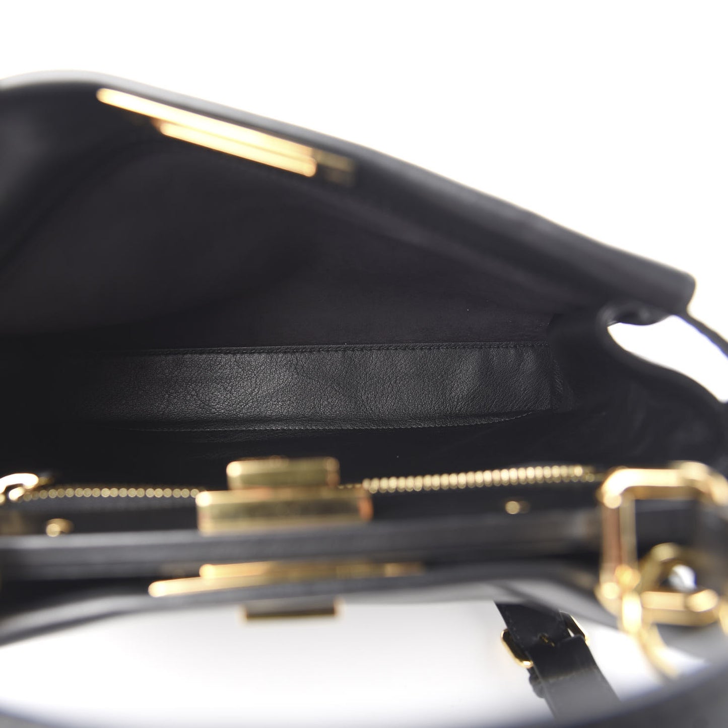 Vitello Seta Lace Up Medium Peekaboo Iconic Satchel Black
