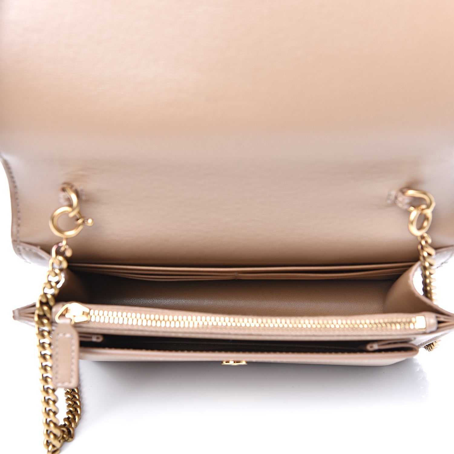 Saint Laurent Calfskin Monogram Sunset Chain Wallet Dark Beige 4 of 10