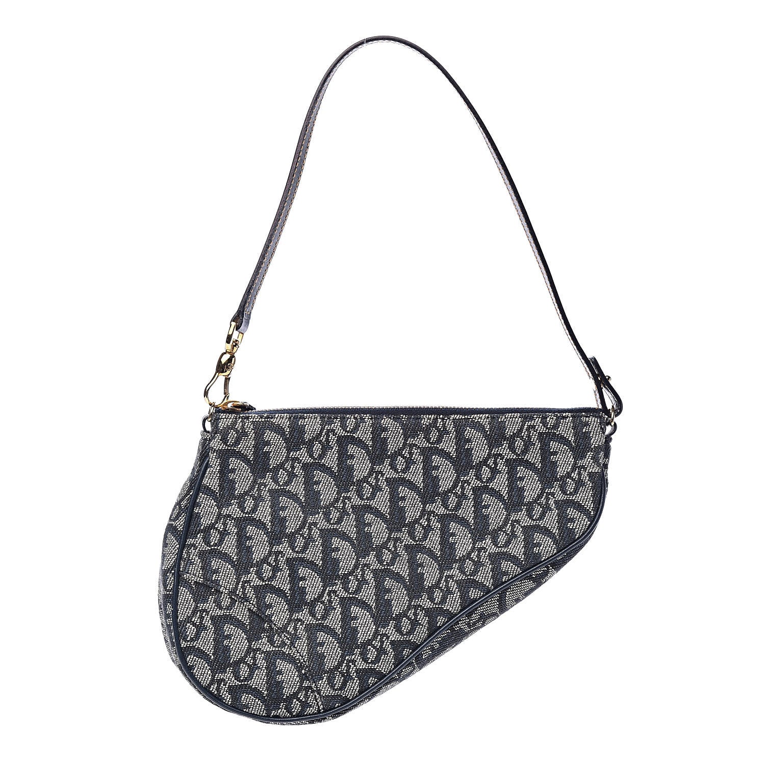 Christian Dior Monogram Mini Saddle Pochette Navy 1 of 10