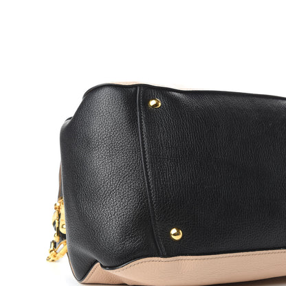 Miu Miu Goatskin Madras Bi-Color Bowling Bag Cipria Black 6 of 8