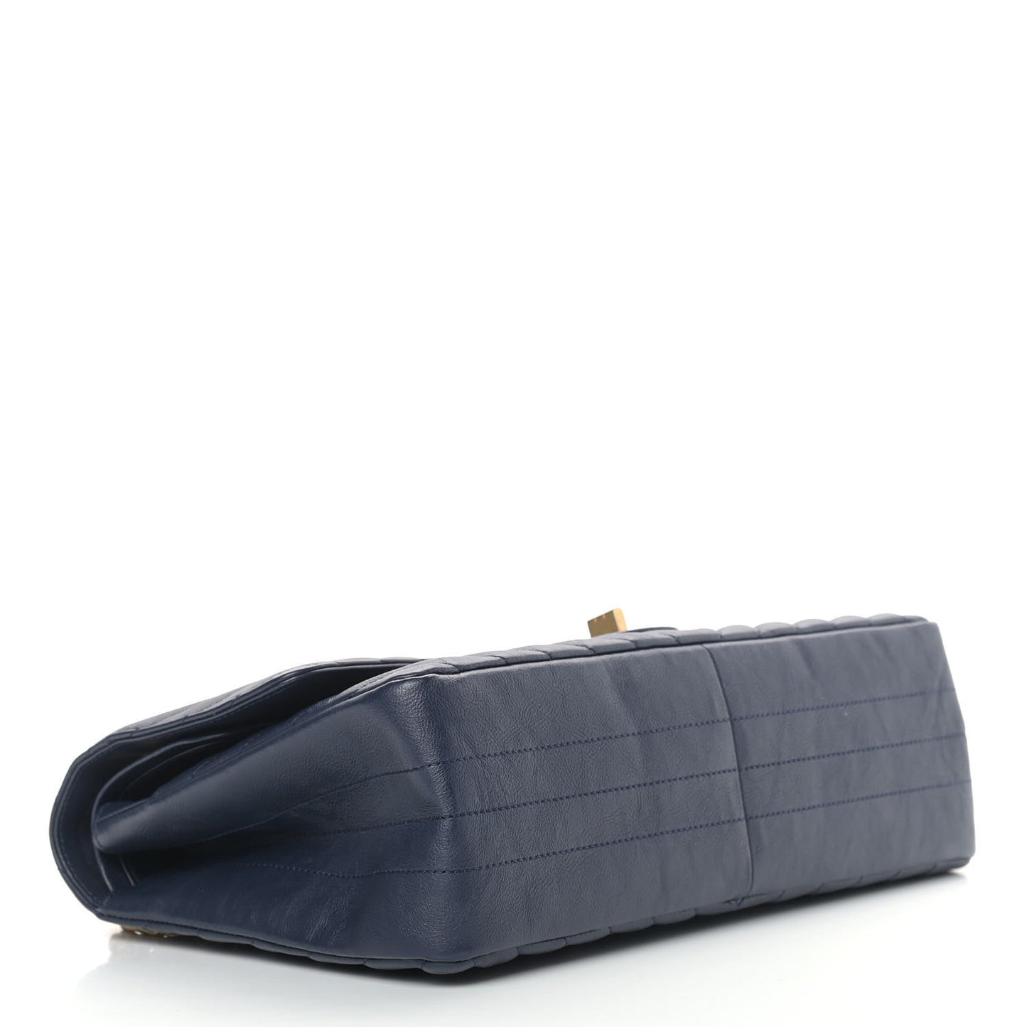 Crumpled Calfskin Chevron Quilted 2.55 Reissue 226 Navy Blue
