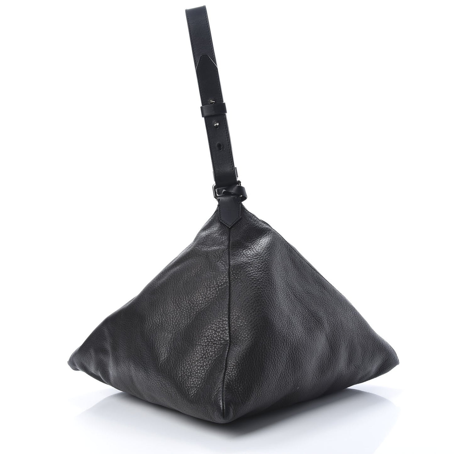 Pebbled Calfskin Pyramid Tote Black