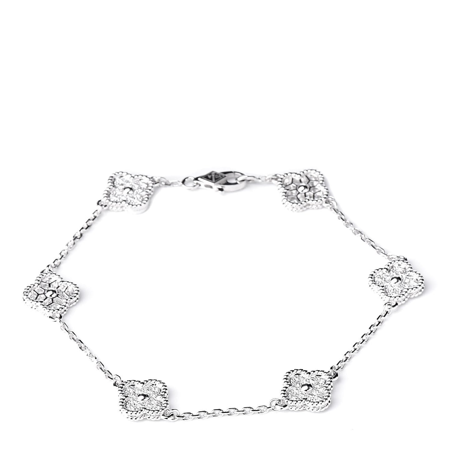 18K White Gold Diamond 6 Motifs Sweet Alhambra Bracelet