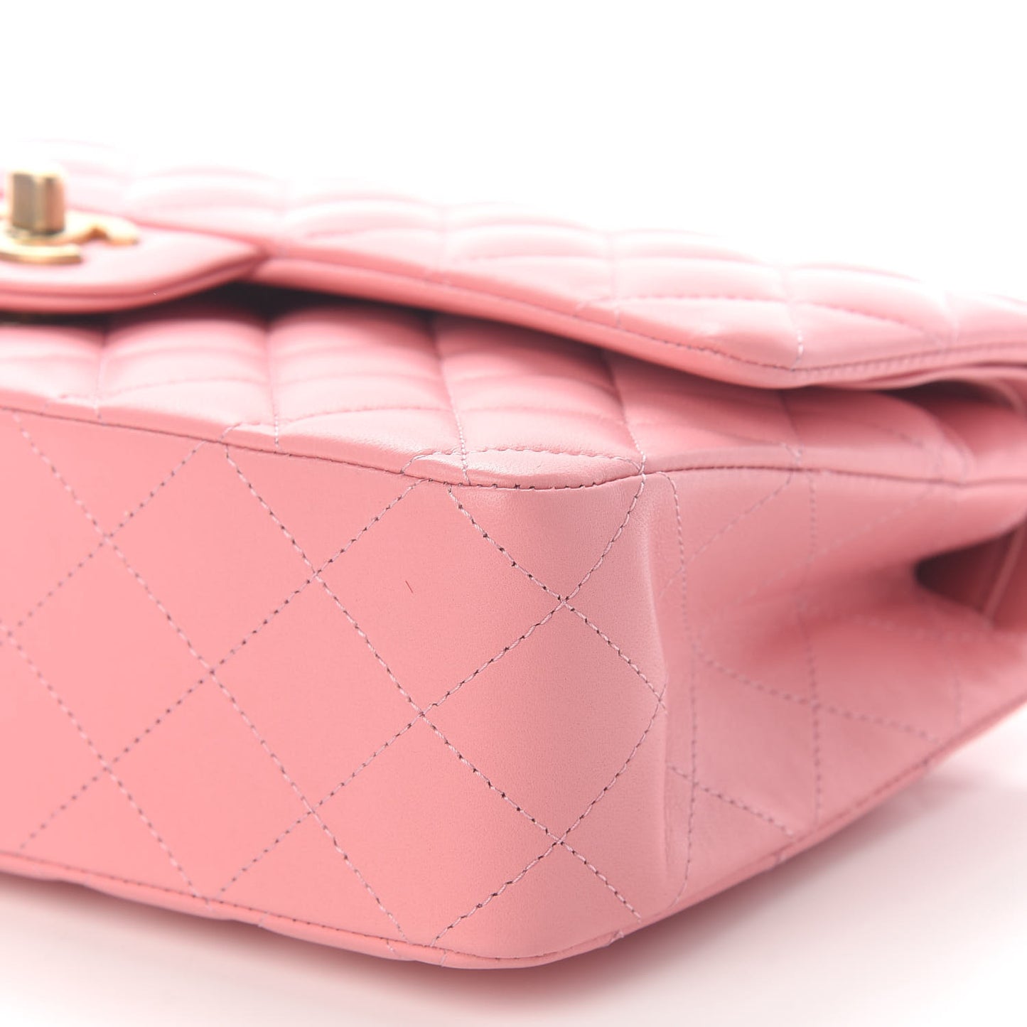 Lambskin Quilted Medium Double Flap Pink