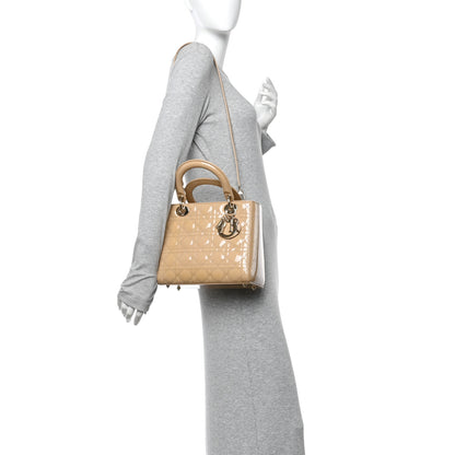 Christian Dior Patent Cannage Medium Lady Dior Beige 2 of 9