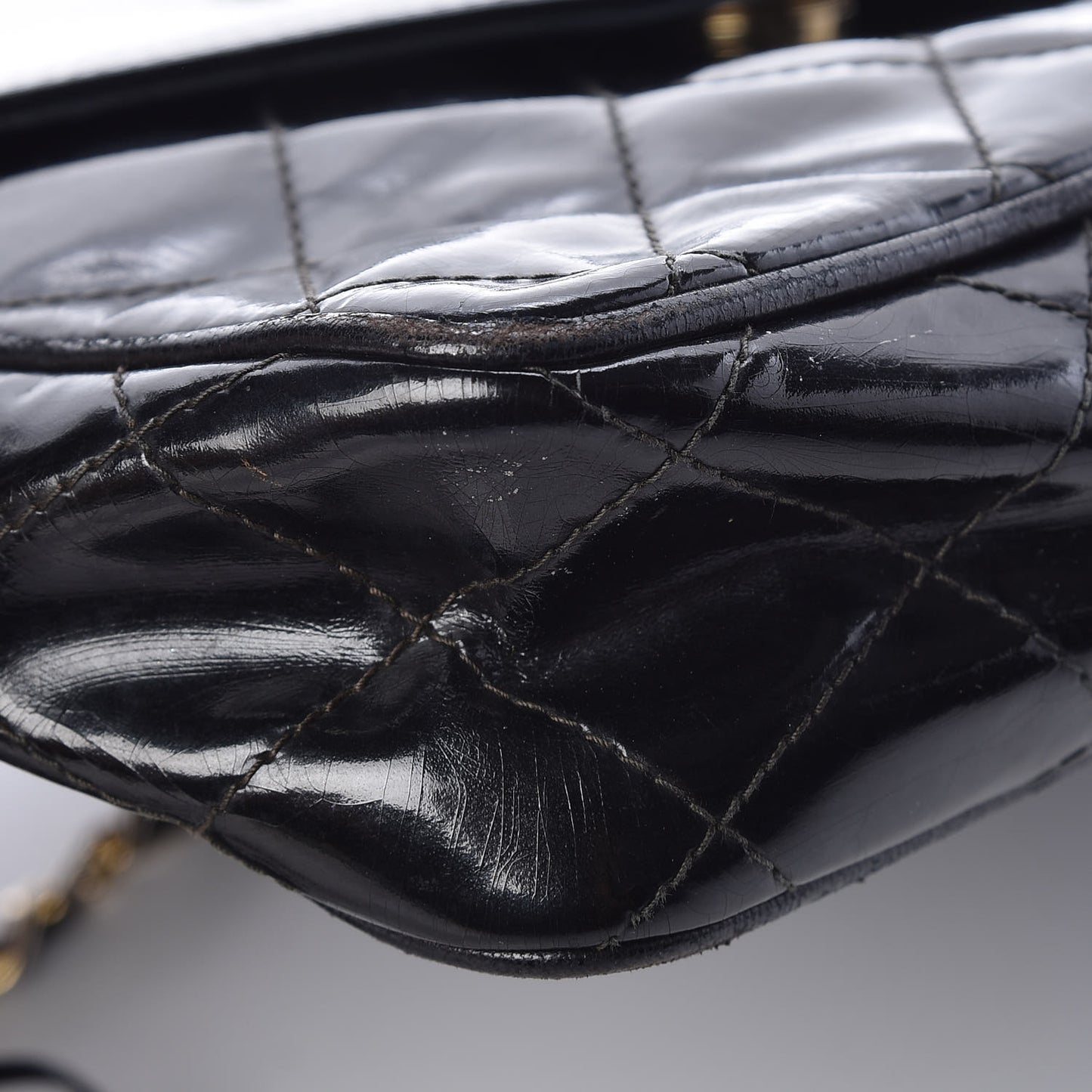 Patent Quilted Tassel Small Camera Case Black