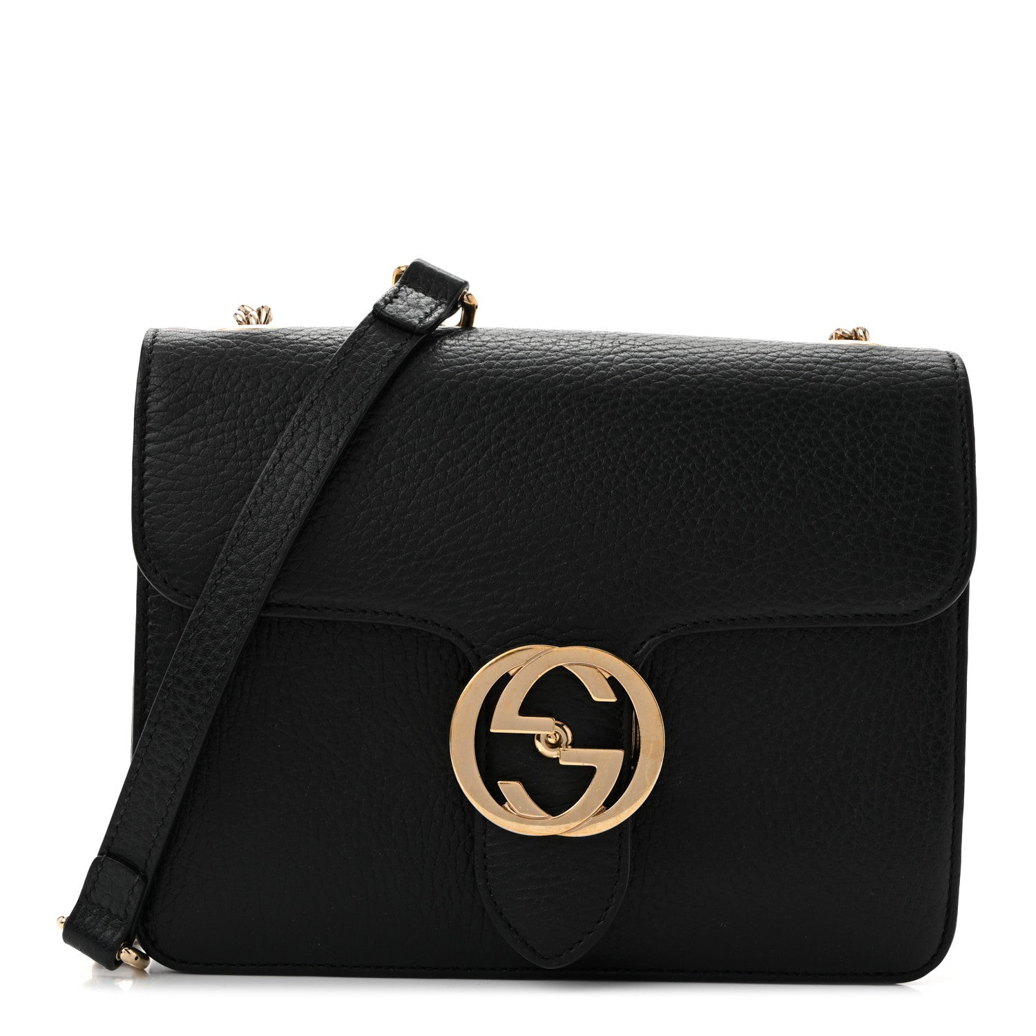 Gucci Dollar Calfskin Small Interlocking G Shoulder Bag Black 1 of 16