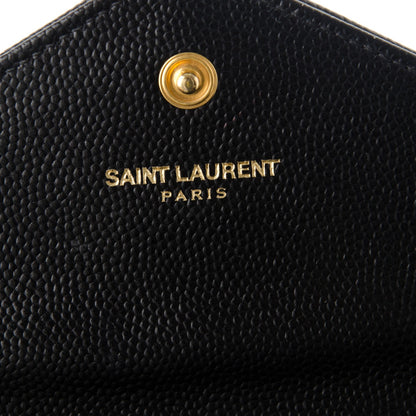 Saint Laurent Grain De Poudre Matelasse Chevron Small Monogram Envelope Wallet Black 6 of 7