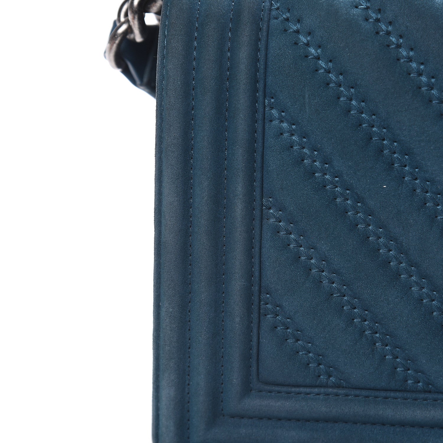 Chanel Nubuck Chevron Quilted Medium Boy Flap Blue 12 of 17