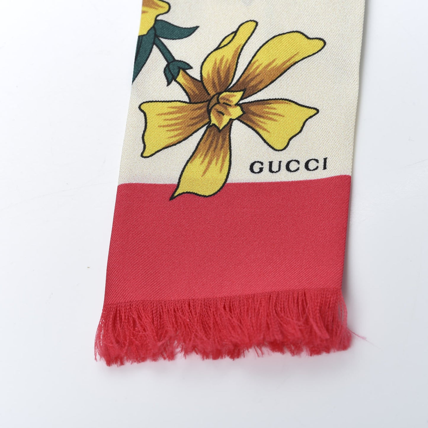 Silk Twill Flora Neck Bow White Multicolor