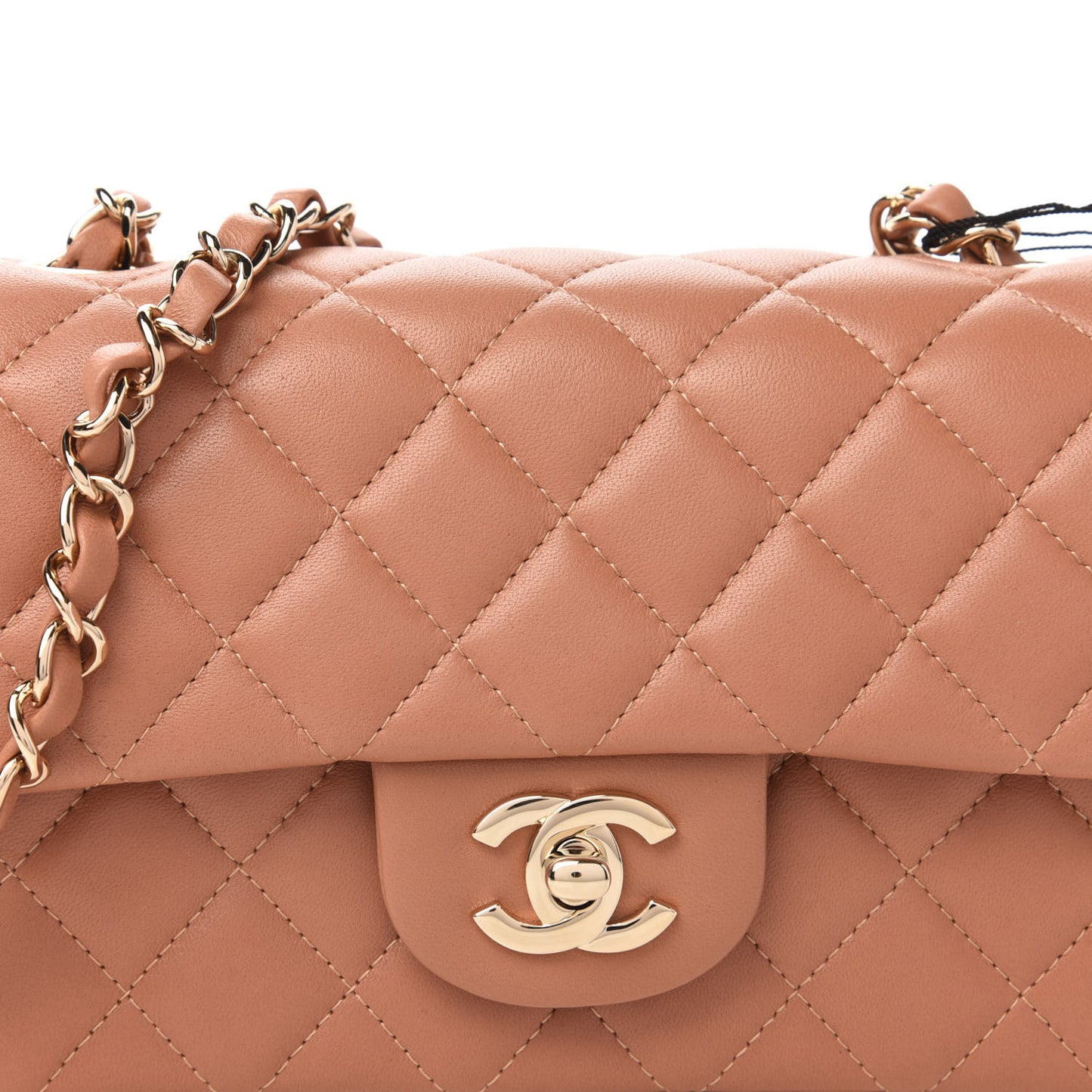 Lambskin Quilted Mini Rectangular Flap Brown