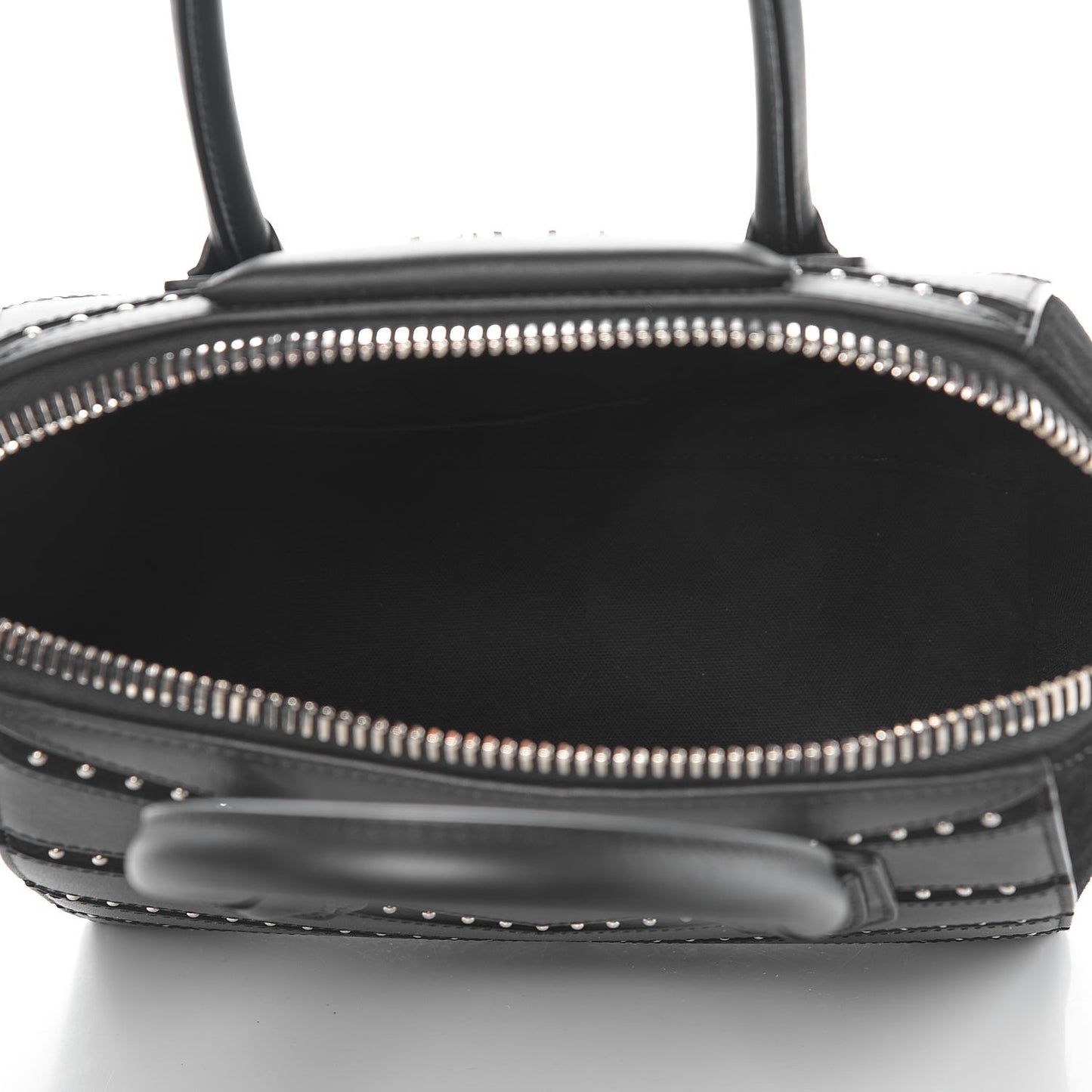 Calfskin Suede Small Studded Chevron Antigona Black
