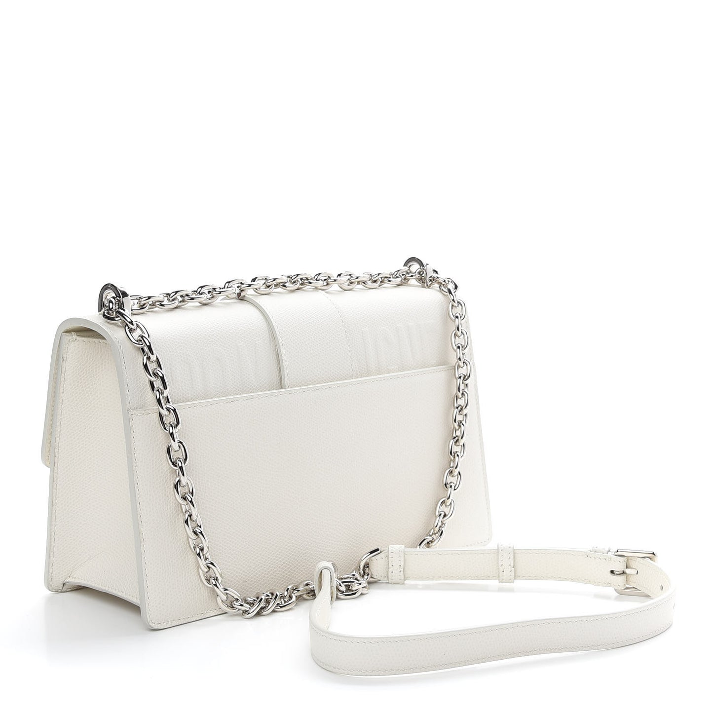 Grained Calfskin 30 Montaigne Chain Flap Bag White