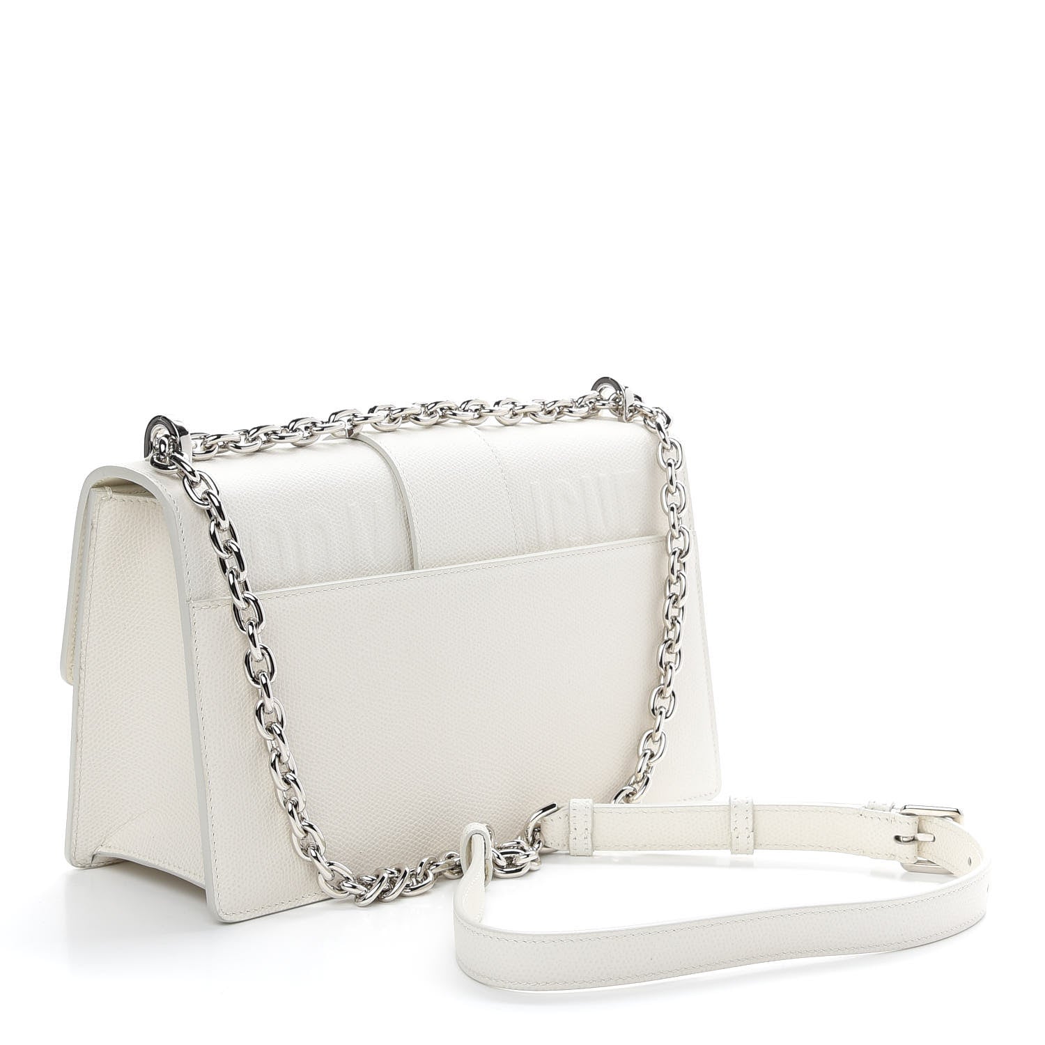 Christian Dior Grained Calfskin 30 Montaigne Chain Flap Bag White 3 of 8